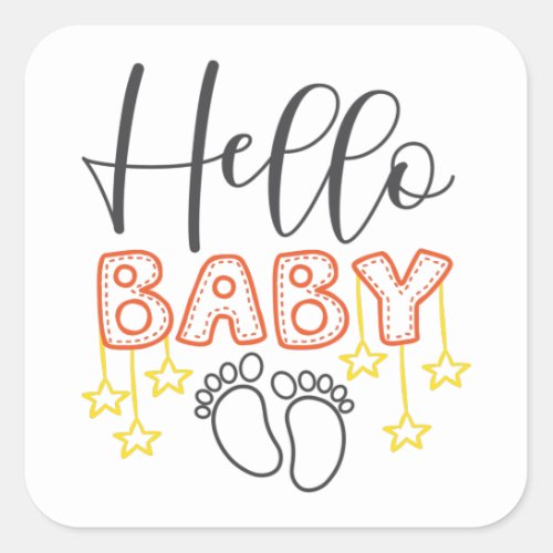 Baby Footprints Square Sticker