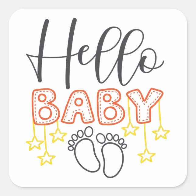 Baby Footprints Square Sticker (Front)
