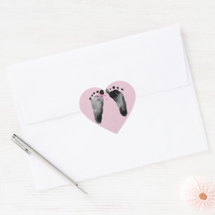 Baby Footprints with Bow Heart Sticker