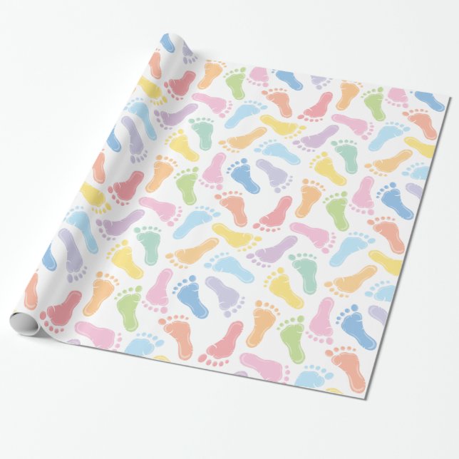 Baby Footprints Wrapping Paper (Unrolled)