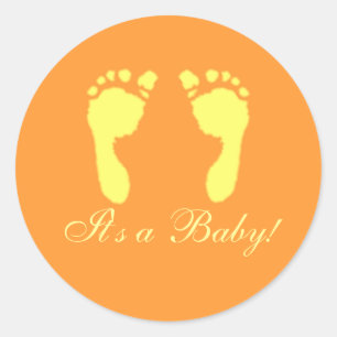 Baby Footprints (Yellow) Classic Round Sticker