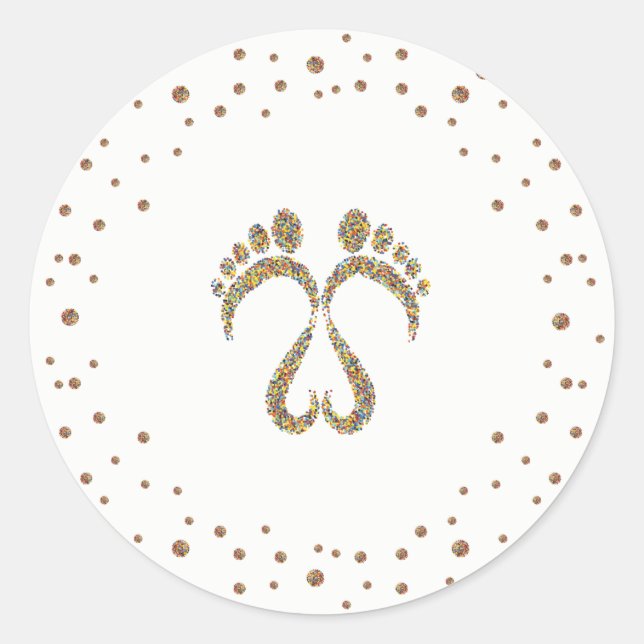 Baby footsteps classic round sticker (Front)