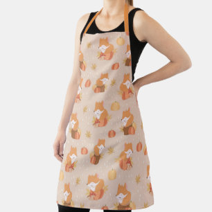 Baby Fox and Autumn Foliage Apron