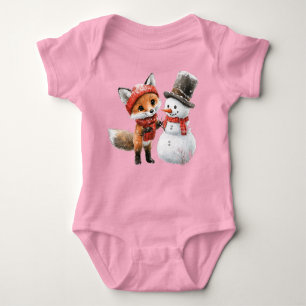 Baby Fox and Snowman Baby Bodysuit