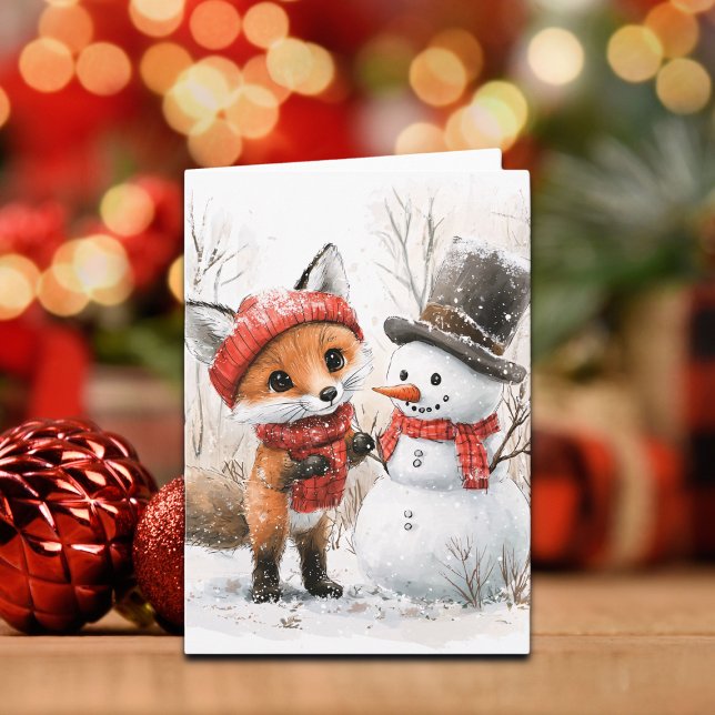 Baby Fox and Snowman Card (Creator Uploaded)