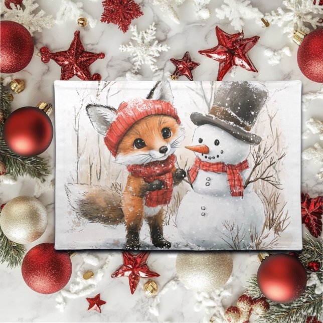 Baby Fox and Snowman Cloth Placemat (Creator Uploaded)