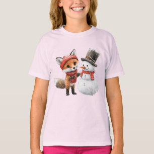 Baby Fox and Snowman T-Shirt