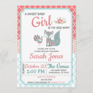 Baby Fox Baby Shower Invitation - Girl