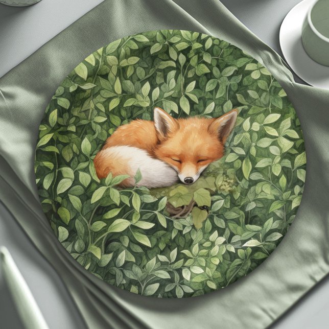 Baby Fox Baby Shower Whimsical Watercolor Paper Plates (Creator Uploaded)