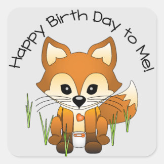 Baby Fox Birth Day Announcement Sticker