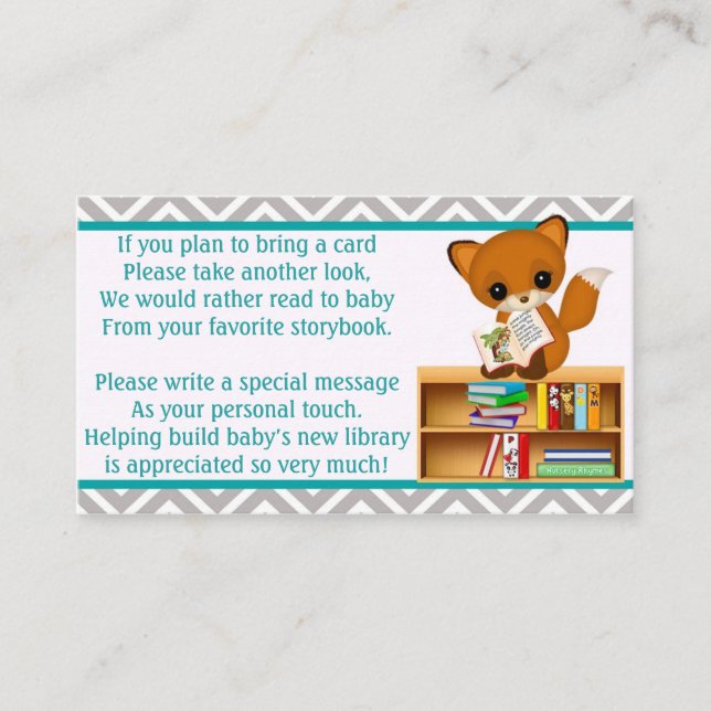 Baby Fox Book Requests Instead of a Card 100pk (Front)