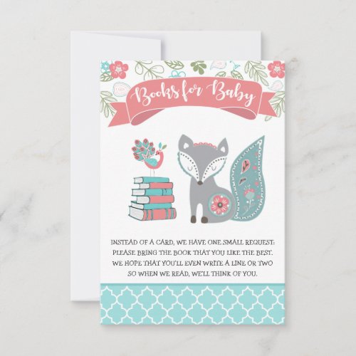 Baby Fox Books for Baby Book Request Insert Invitation
