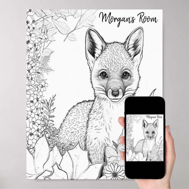 Baby Fox Coloring Page, Coloring Project for Kids Poster | Zazzle
