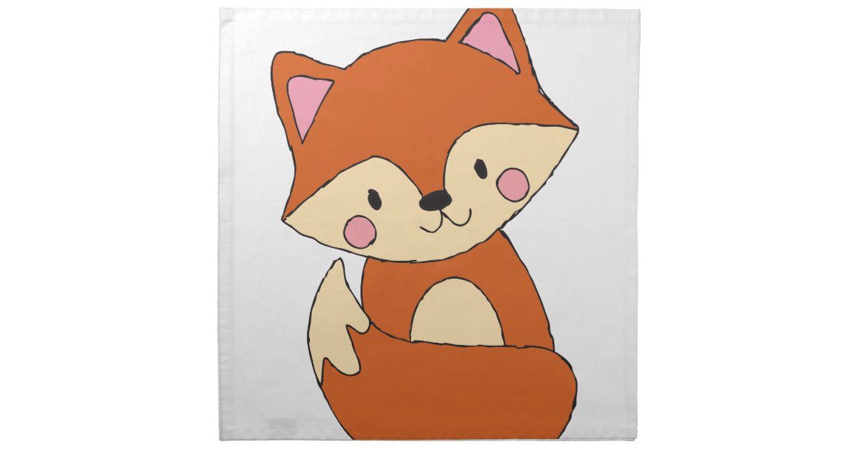 Baby Fox Drawing Cute Fox Art Baby Fox Design Cloth Napkin | Zazzle