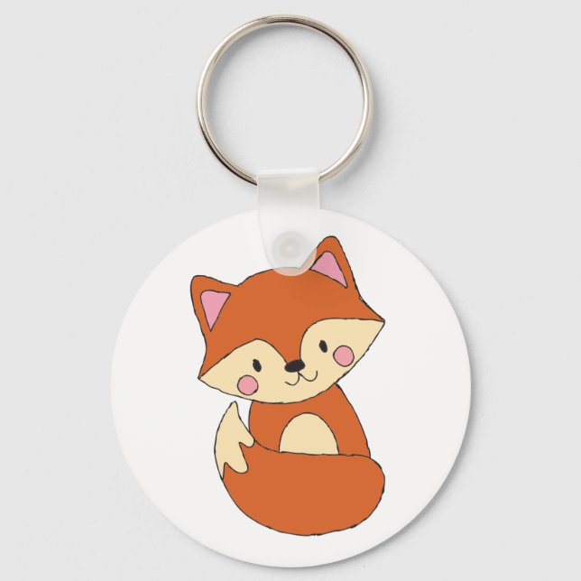 Baby Fox Drawing Cute Fox Art Baby Fox Design Keychain (Front)
