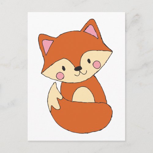 Baby Fox Drawing Cute Fox Art Baby Fox Design Postcard