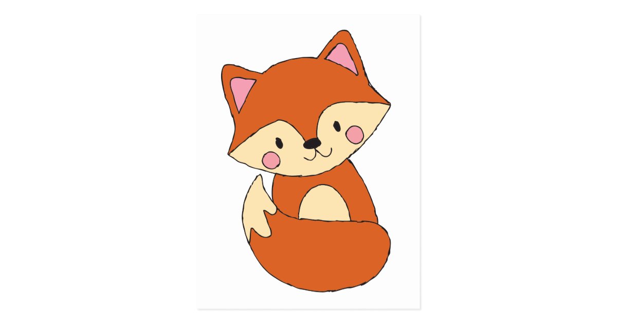 Baby Fox Drawing Cute Fox Design Postcard Zazzle Com