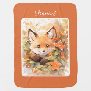 Baby Fox Fleece Blanket With Name