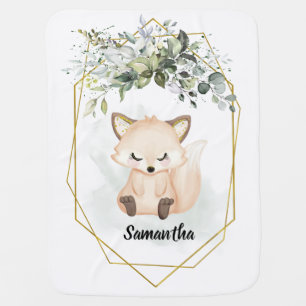 Baby fox forest greenery eucalyptus Baby Blanket