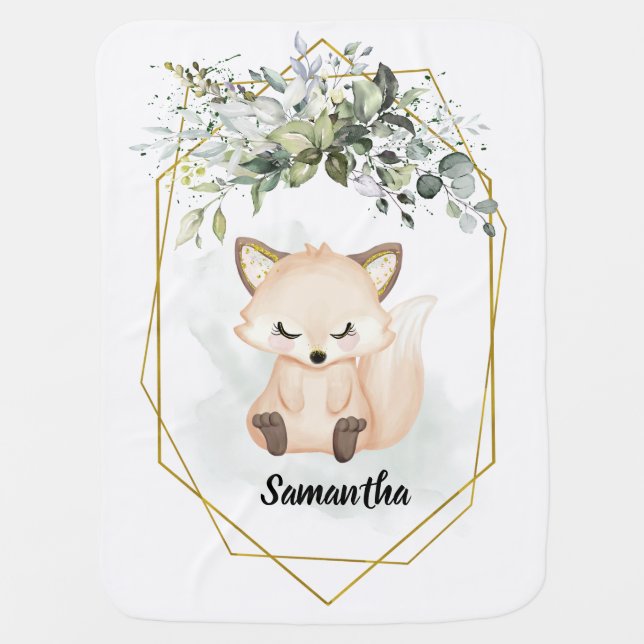 Baby fox forest greenery eucalyptus Baby Blanket (Front)