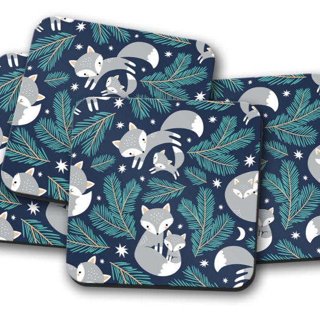 Baby Fox Gray Christmas | Christmas Coaster Set (Creator Uploaded)