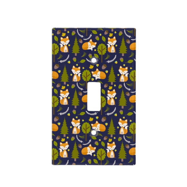 Baby Fox Nursery Light Switch Cover - Boy (Front)