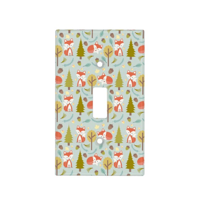 Baby Fox Nursery Light Switch Cover - Girl (Front)