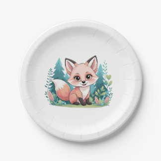  baby fox paper plates