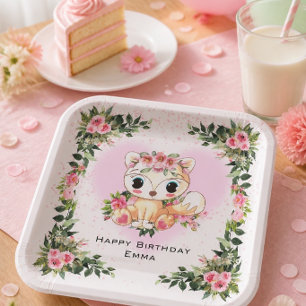 Baby Fox   Personalized Birthday Paper Plates