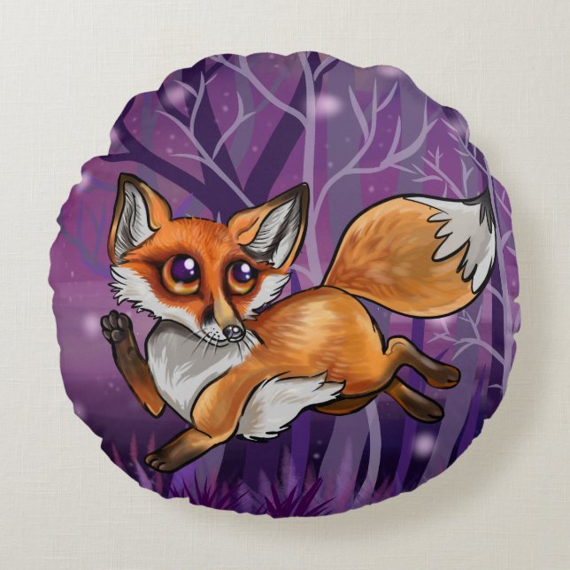 Baby Fox Round Pillow (Front)