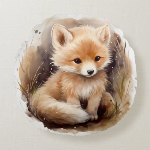Baby Fox Round Pillow