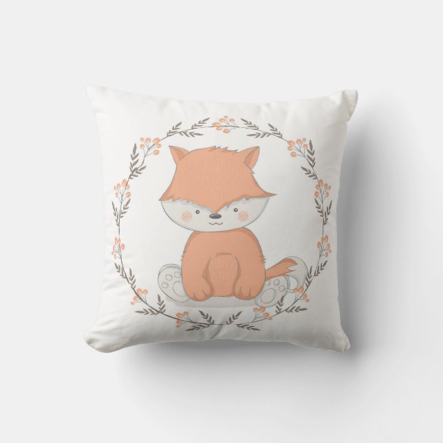 Baby Fox Throw Pillow (Front)