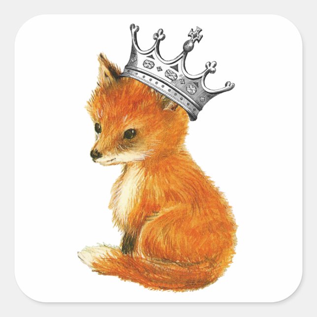 Baby Fox Vintage Crown Scarf Square Sticker (Front)