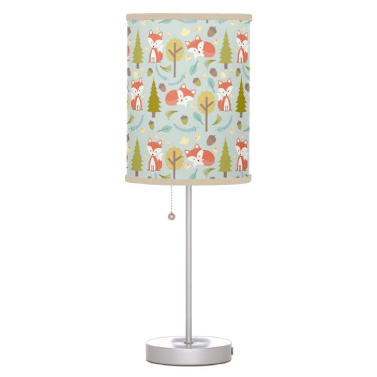 Baby Fox Woodland Pattern Lamp - Girl (Right)