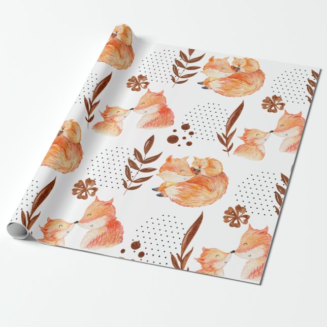 Baby Fox Wrapping Paper (Unrolled)