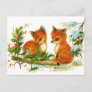 Baby foxes listening to bird postcard