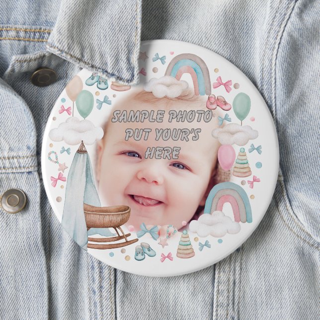 Baby Frame Design Custom Photo Button (In Situ)