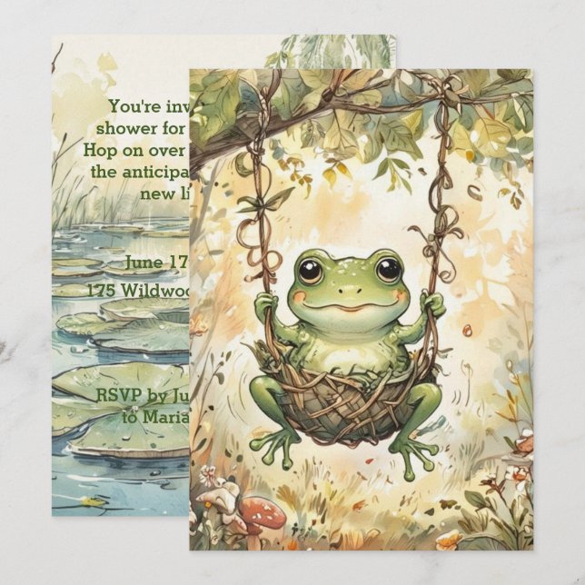 Baby Frog Digital Download Shower Invite (Front/Back)