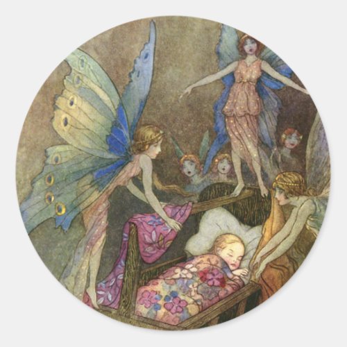 Baby from the Book of Fairy Poetry _ Warwick Goble Classic Round Sticker