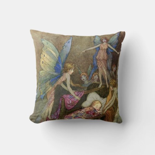 Baby from the Book of Fairy Poetry _ Warwick Goble Throw Pillow