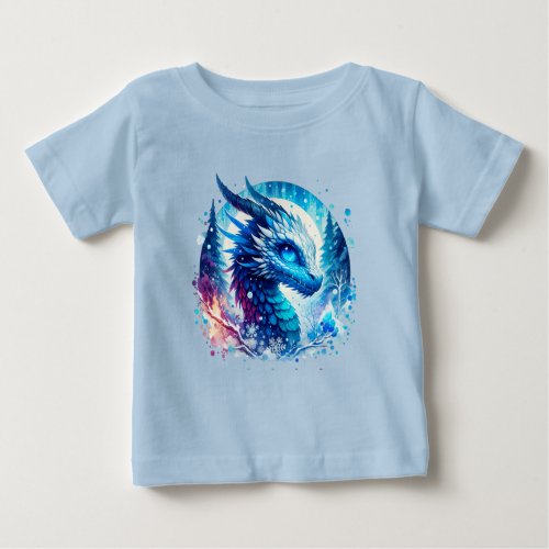 Baby Frost Dragon in an Icy Forest Baby T_Shirt