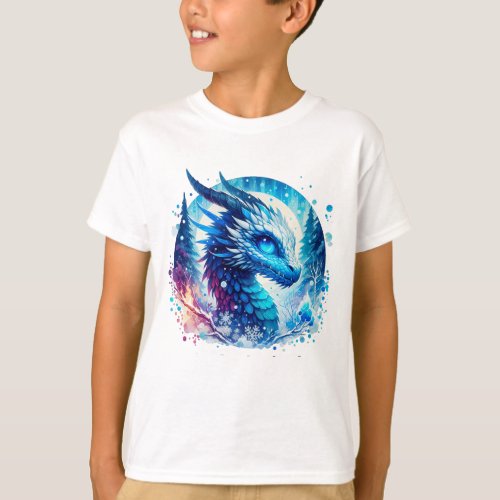 Baby Frost Dragon in an Icy Forest T_Shirt