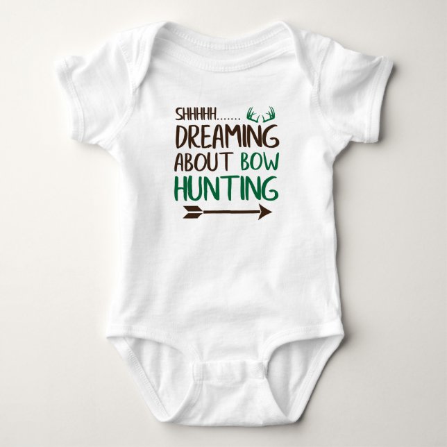 Baby funny Bow Deer Hunting Jersey Bodysuit Shirt (Front)
