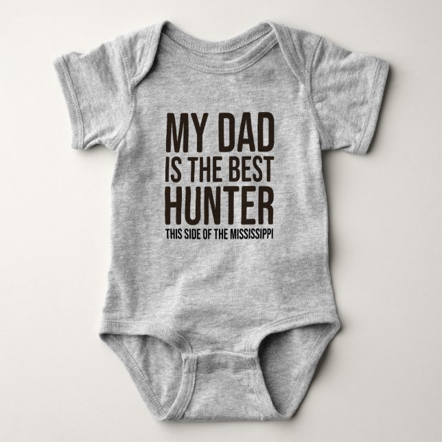 Baby Funny Hunting Jersey Bodysuit Shirt by Dad (Front)