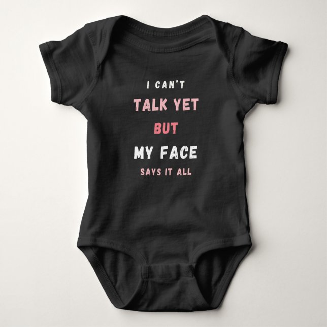 Baby Funny Pink and White Text Jersey Bodysuit (Front)