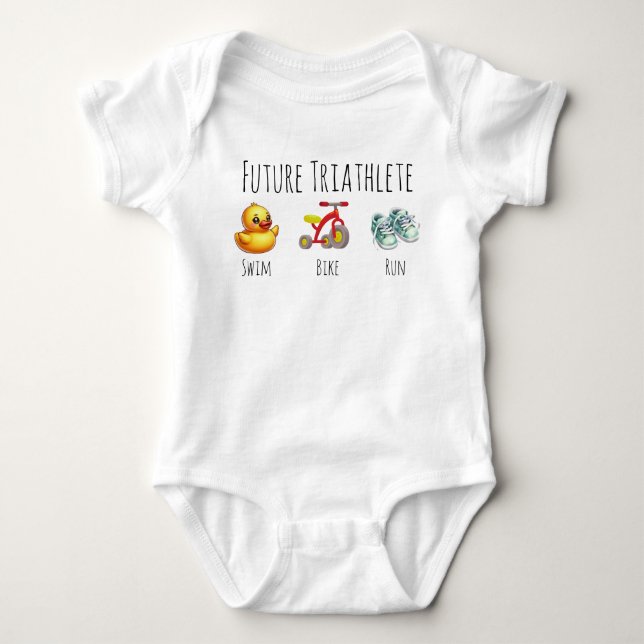 Baby Future Triathlete Swimming Running Biking Baby Bodysuit (Front)