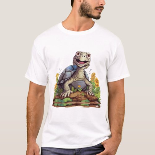 Baby Galapagos Tortoise playing in the garden T_Shirt