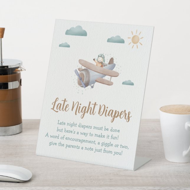 Baby Game Airplane Baby Shower Pedestal Sign (In SItu)