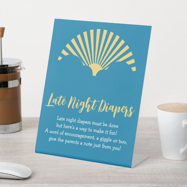 Baby Game Here Comes The Sun Baby Shower Pedestal Sign (In SItu)