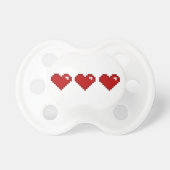 Baby Gamer 8bit Hearts Pacifier (Front)